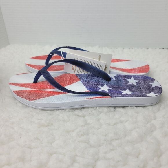 Reef Escape Lux Navy Americana Womens Size 9 Thong Flip-Flop Shoes New - Picture 3 of 10